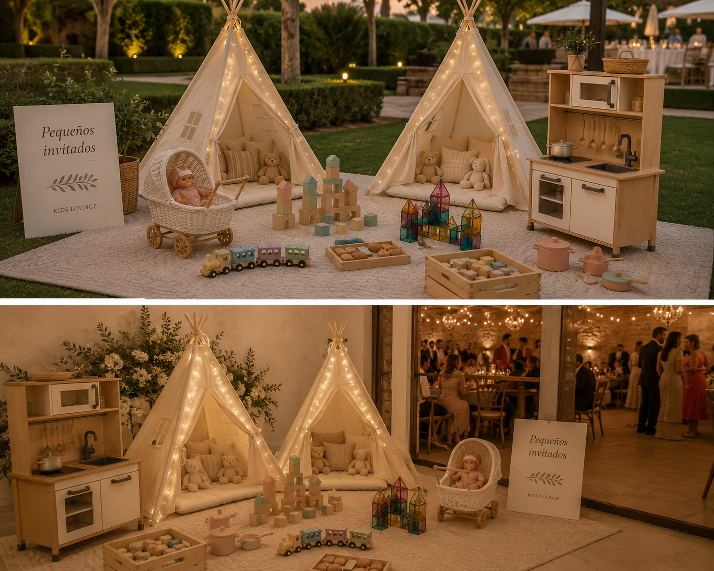 Montaje de lujo infantil en una boda